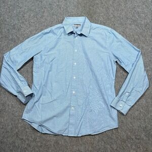 Express Fitted Shirts Men's Size Large Blue White Striped Button-Up Long Sleeves